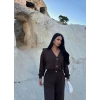 Kahve Modal Düğmeli İkili Takım