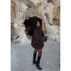 Kahve Şal Yaka Saçaklı Kürk