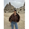 Kahve Süet Oversize Mont