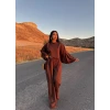 Kahve Yarasa Kol Modal İkili Takım