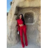 Kırmızı İspanyol Tayt Crop İkili Takım