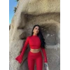 Kırmızı İspanyol Tayt Crop İkili Takım