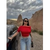 Kırmızı Kayık Yaka Sandy Bluz