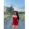 Kırmızı Straplez Basic Elbise