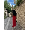 Kırmızı Tek Omuz Aksesuarlı Elbise