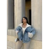 Körük Cepli Kürklü Denim Mont