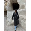 Kuşaklı Deri Pardesü