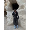 Kuşaklı Deri Pardesü