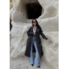 Kuşaklı Deri Pardesü