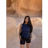 Lacivert Eteği Fırfırlı Kabartma Bluz