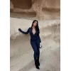 Lacivert Fermuarlı Sandy Tulum
