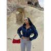 Lacivert Kol Biyeli Logo Sweat