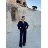 Lacivert Modal Düğmeli İkili Takım