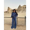 Lacivert Yarasa Kol Modal İkili Takım