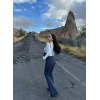 Lacivert Yüksek Bel İspanyol Tayt
