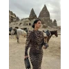 Leopar Şal Yaka Maxi Elbise