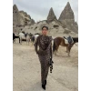 Leopar Şal Yaka Maxi Elbise