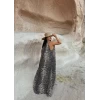 Leopar Yaka Aksesuarlı Arya Elbise