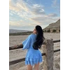 Mavi Çilek Kimono İkili Takım