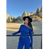 Mavi Kayık Yaka İkili Takım