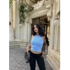 Mavi Sakallı Kolsuz Triko