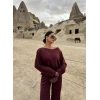 Mürdüm Kayık Yaka Modal İkili Takım