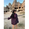 Mürdüm Kolları Volanlı Bf Gömlek
