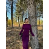 Mürdüm Sırt Degaje Sandy Elbise