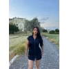 Ön Düğmeli Denim Elbise