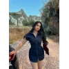 Ön Düğmeli Denim Elbise