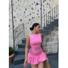 Pembe Balon Etekli Askılı Elbise