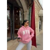 Pembe Nyc Şardonlu Oversize Sweat