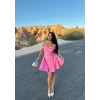 Pembe Off Shoulder Mini Elbise