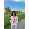Pembe Ön Bağcıklı Müslin Gömlek