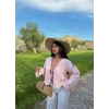 Pembe Ön Bağcıklı Müslin Gömlek