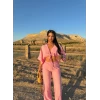 Pembe Önden Bağlamalı Çilek İkili Takım
