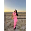 Pembe Önü Bağlamalı Etekli İkili Takım