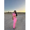 Pembe Önü Bağlamalı Etekli İkili Takım