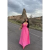 Pembe Sırt Çapraz Maxi Elbise