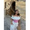 Pembe Yaka Fırfırlı Fitilli Crop