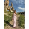Pudra Biyeli Sırt Dekolte Elbise