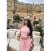 Pudra Gipeli Şifon Astarlı İkili Takım