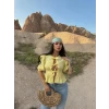 Sarı Balon Kol Poplin Bluz