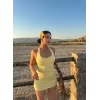 Sarı Boyundan Geçmeli Duble Elbise