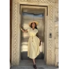 Sarı Kruvaze Katen Elbise