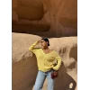 Sarı Ön Arka Düğmeli Triko