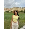 Sarı Sırt Açık Scuba Crop