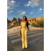Sarı Straplez İkili Takım