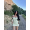 Sarı Yaka Bağcıklı Mini Elbise