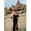 Siyah Askılı Degaje Yaka Elbise